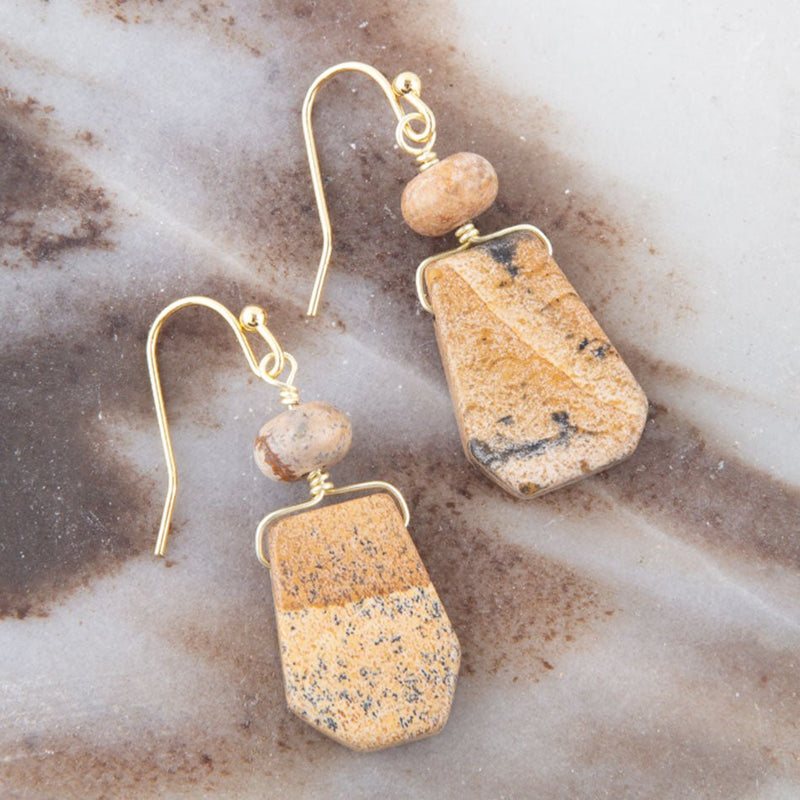 Picture Jasper Slab Earrings