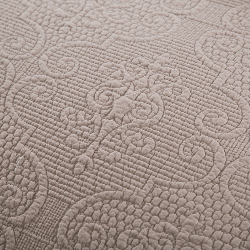 DaDa Bedding Taupe Beige Sand Dollar Floral Quilted Cotton Pillow Sham - 1-Piece  (JHW585)