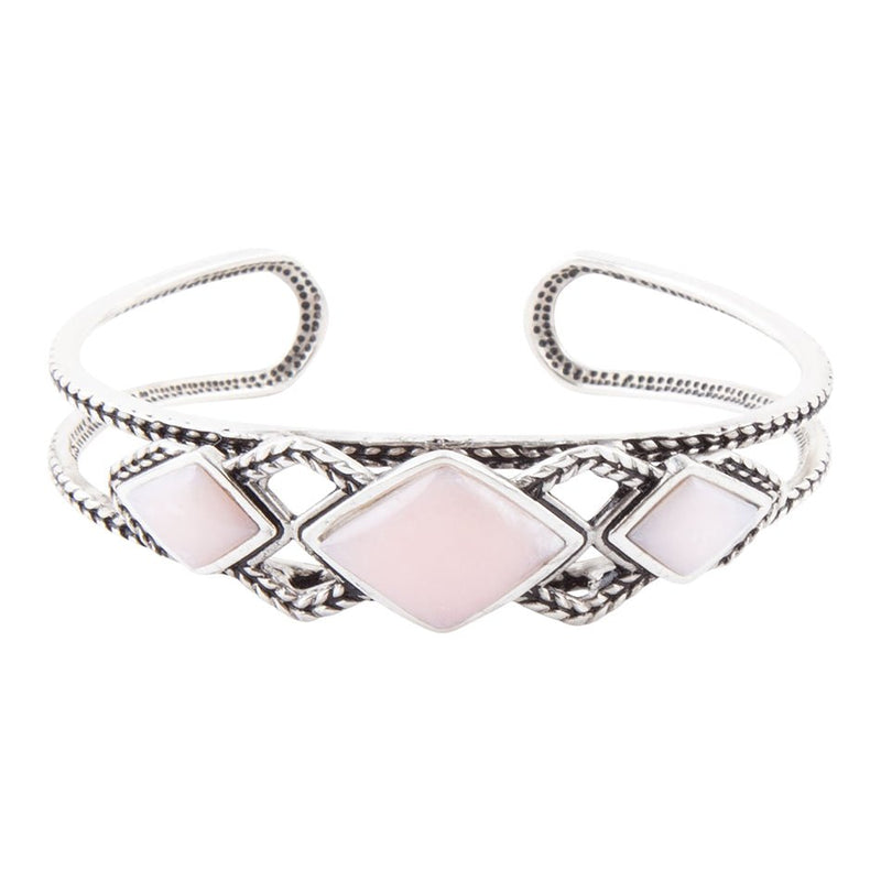 Pink Opal and Sterling Silver Cuff Bracelet