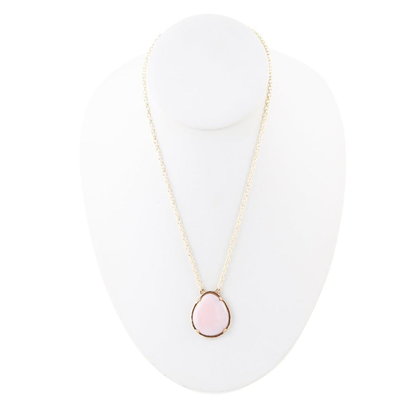 Pink Opal Teardrop Golden Necklace