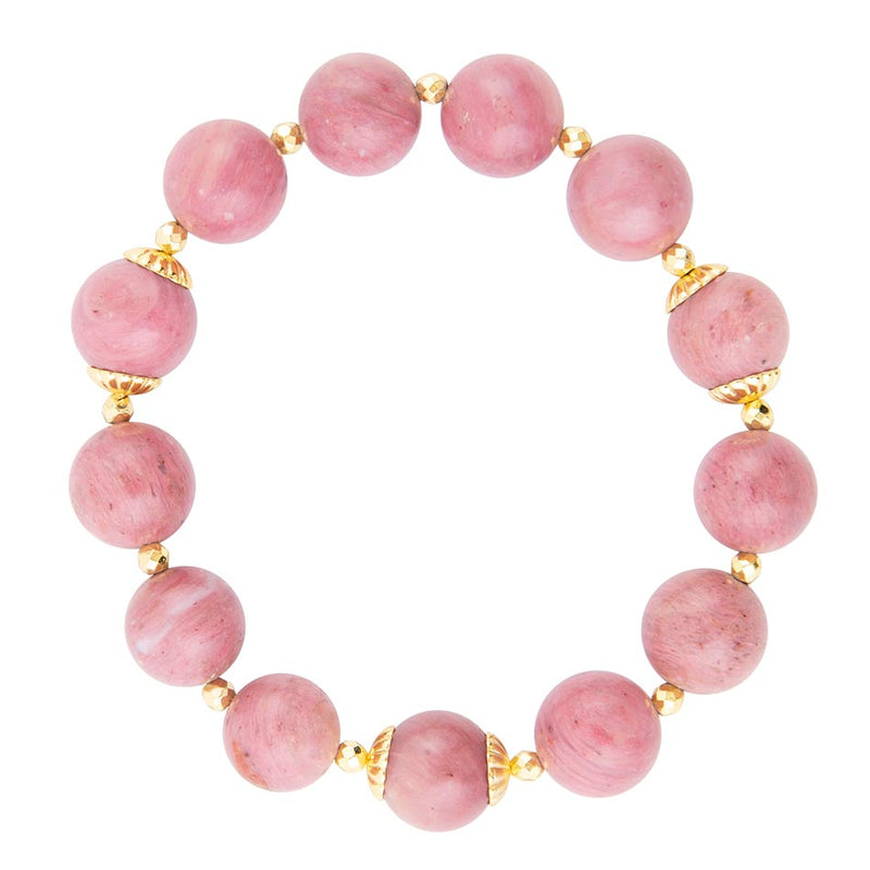 Pink Rhodonite Chunky Golden Stretch Bracelet