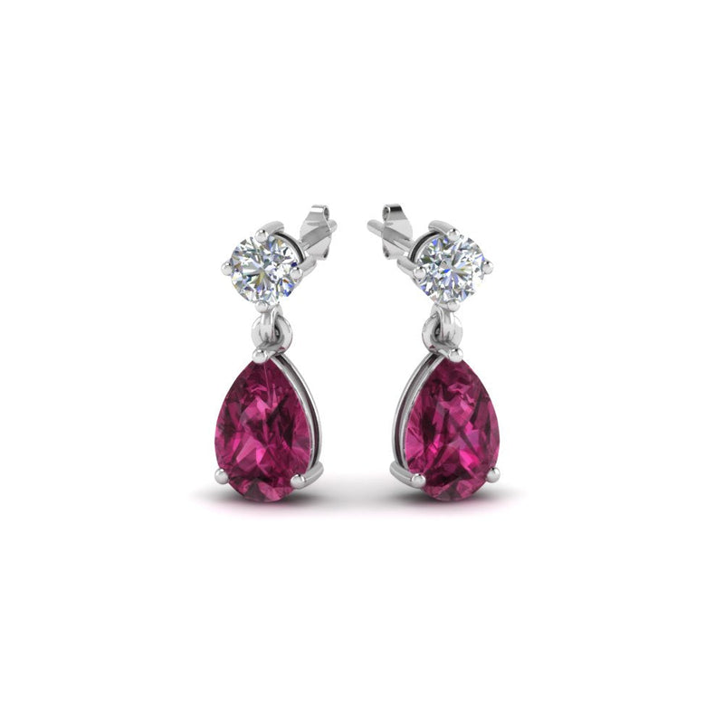 Gemstone Pear Drop Stud Earring