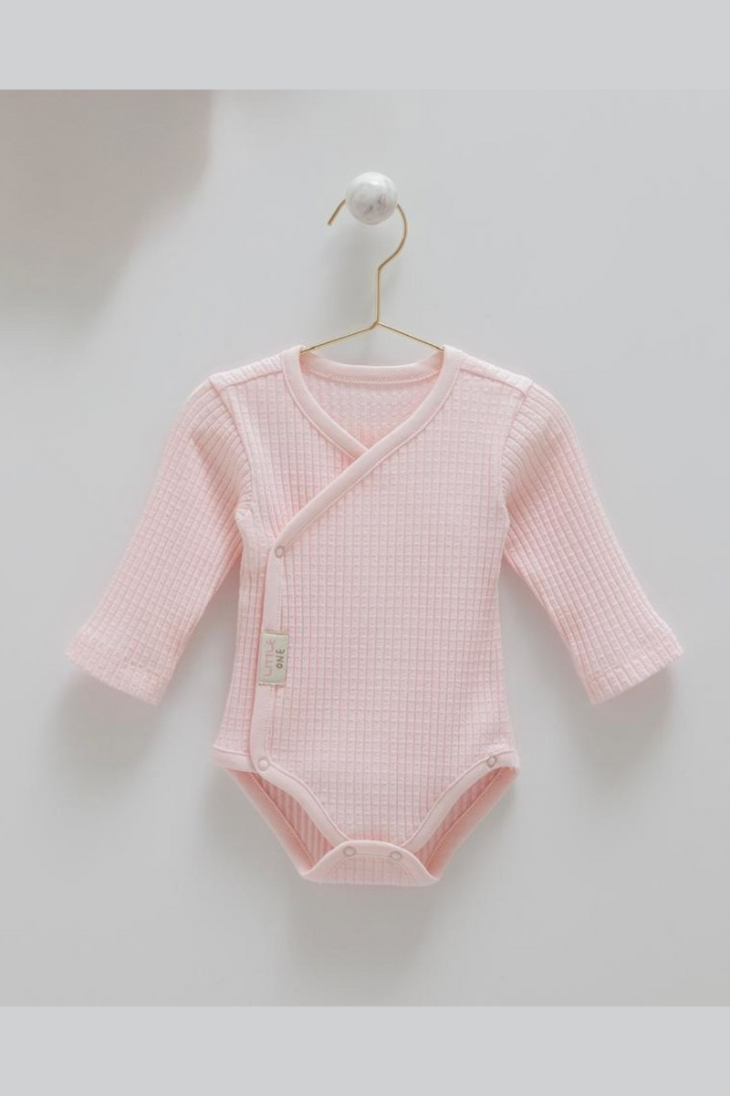 Pink Waffle Knit Wrap Bodysuit