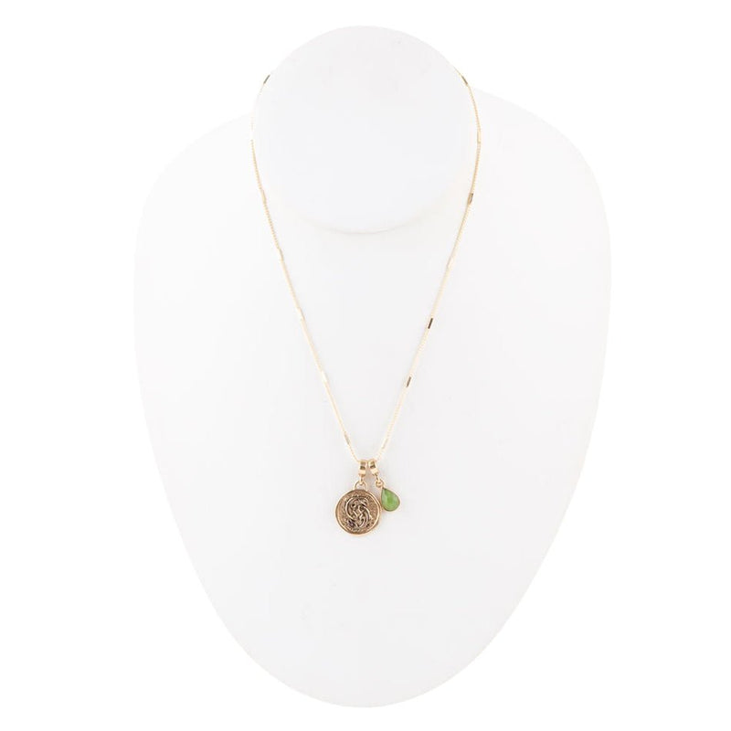Pisces - Zodiac Green Jade Golden Charm Necklace