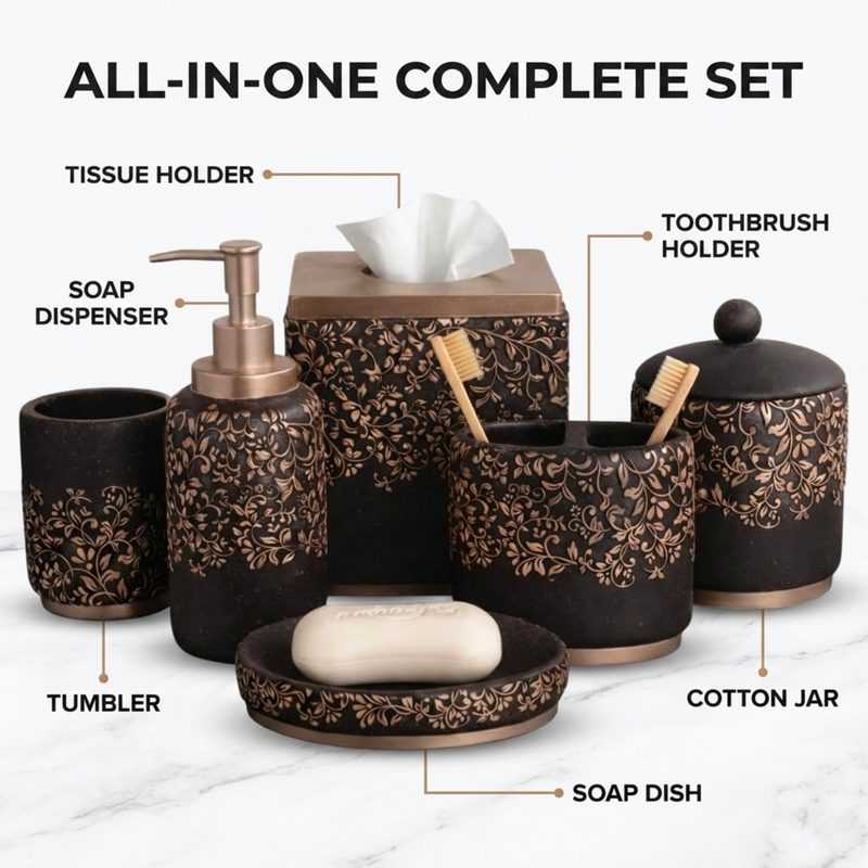 The Stella Collection – Elegant Modern Bathroom Décor Accessories Set of 6