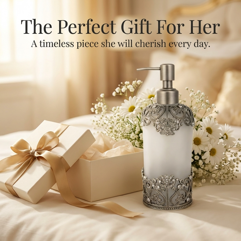 Celestia Glow – Modern Decorative Bathroom Accessory Handmade Soap Dispenser, 9 oz