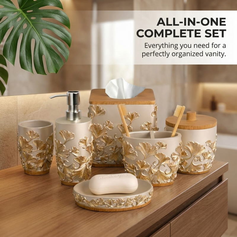 The Valencia Collection – Elegant Modern Bathroom Décor Accessories Set of 6