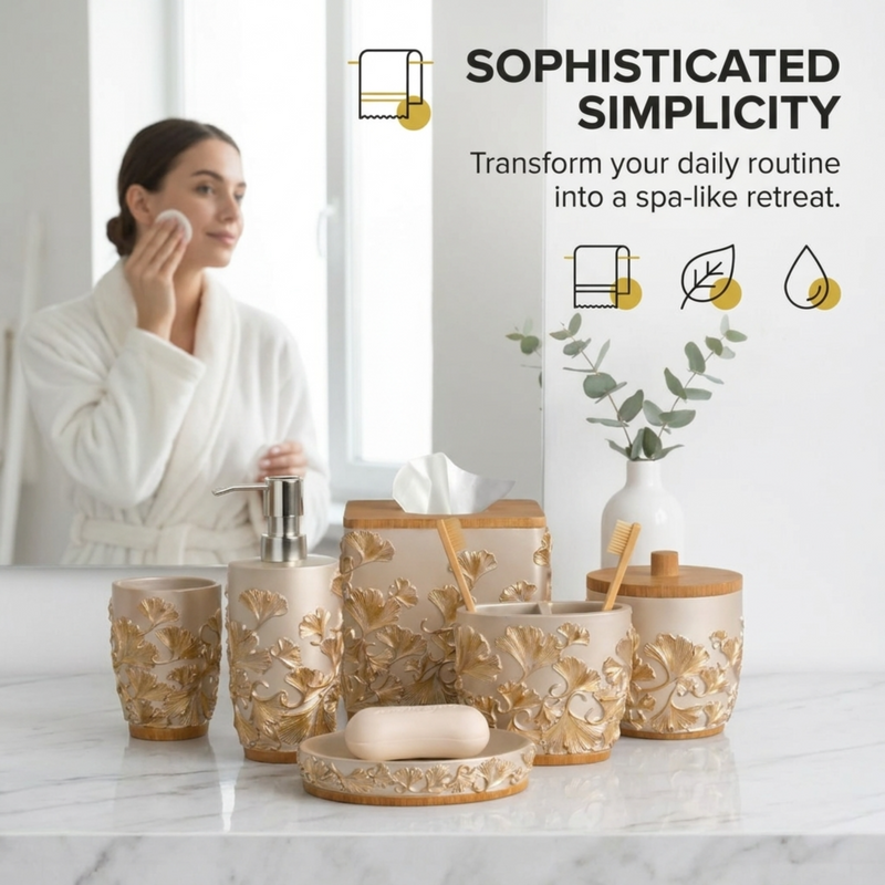 The Valencia Collection – Elegant Modern Bathroom Décor Accessories Set of 6