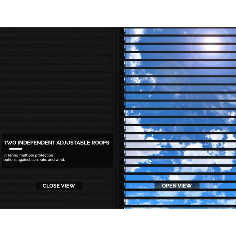 [12x16FT] Alora Premium Outdoor Gray Aluminum Hardtop Pergola Gazebo With Adjustable Roof (SAK81364)