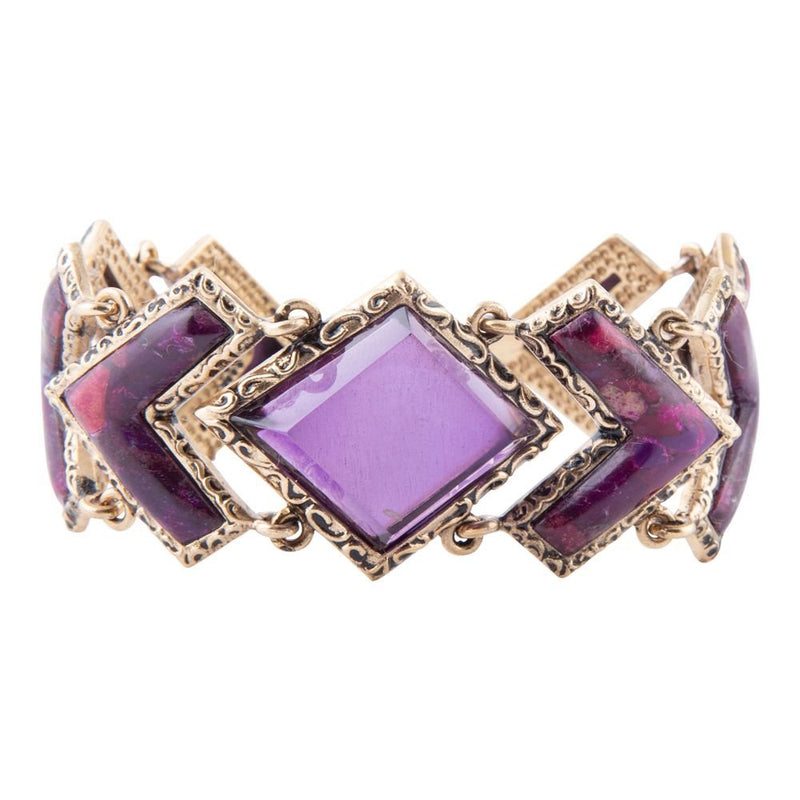Pointedly Purple Turquoise Golden Link Bracelet