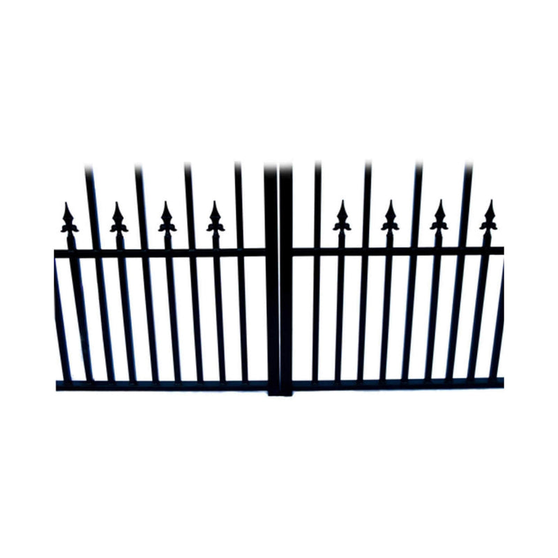 [12-18FT] Heavy-Duty Prague-Style Powder-Coated Galvanized Steel Dual Swing Driveway Gate (SAK48530)