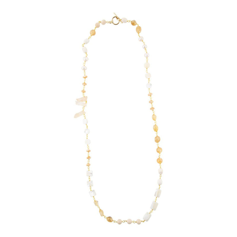 Precious White Pearl and Crystal Necklace