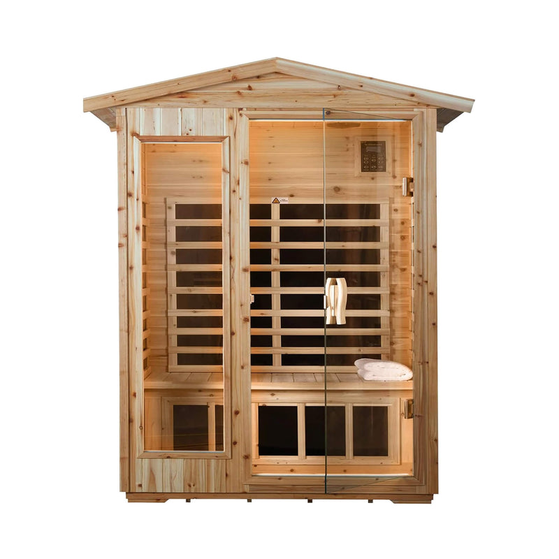 Thermora Premium 2-Person Indoor Outdoor Low EMF FAR-Infrared Hemlock Wood Personal Home Sauna Spa, 1750W (SAK27451)