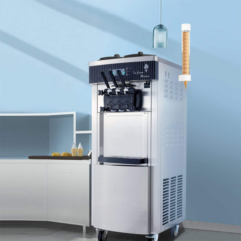 Premium 3-Flavors Commercial Soft Serve Yogurt Ice Cream Machine Maker, 20-28L/H (SAK97524)