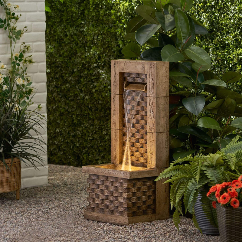 Alora Premium 35-Inch Hand-Crafted Weather-Resistant Waterfall Fountain With LED Lights (SAK86757)