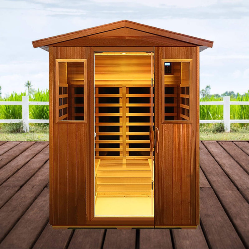 Thermoa Valois Premium 4-Person 2050W Luxury Low EMF Outdoor FAR Infrared Home Sauna With Bluetooth Audio (SAK15372)
