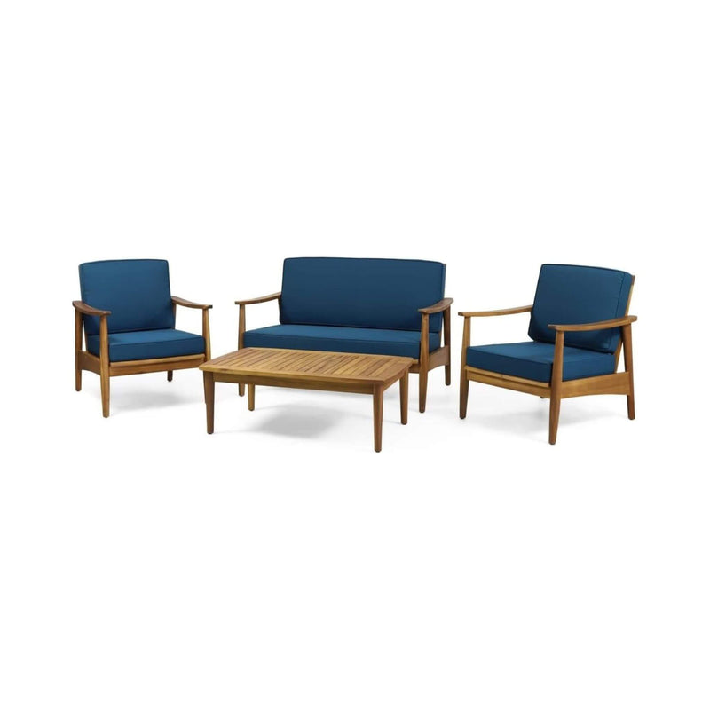Alora Premium 4-Piece Wooden Outdoor Patio Conversation Seating Set With Cushions (SAK31469)