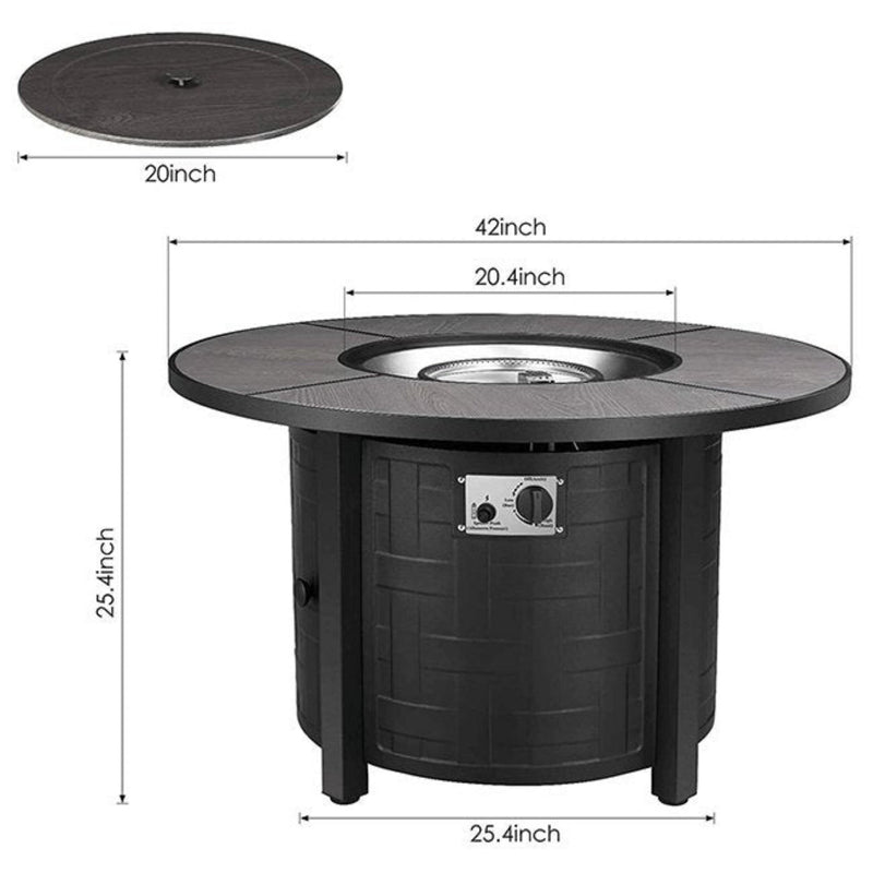 Alora Premium 42" Outdoor Propane Patio Gas Fire Pit Coffee Table W/ Cover, 50K BTU (SAK95331)