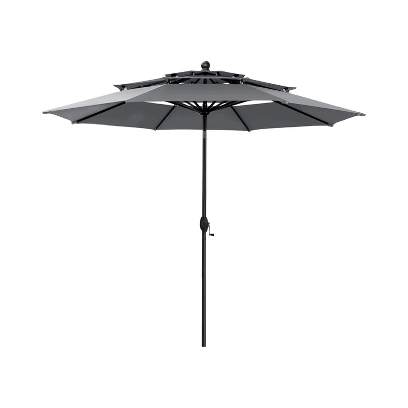 Alora Premium 6-Piece Bar Patio Furniture Set With Umbrella, Swivel Chairs, And Cushions (SAK90375)