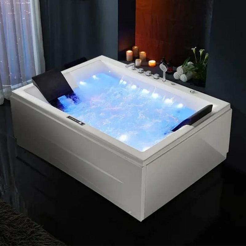 Alora Premium 71-Inch Modern Acrylic Soaking Bathtub With Bubble Jets And LED Lighting (SAK26415)