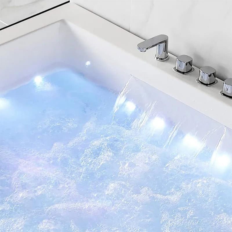 Nuvia Luxara 71-Inch Premium Modern Acrylic Soaking Bathtub With Bubble Jets And LED Lighting (SAK96231)