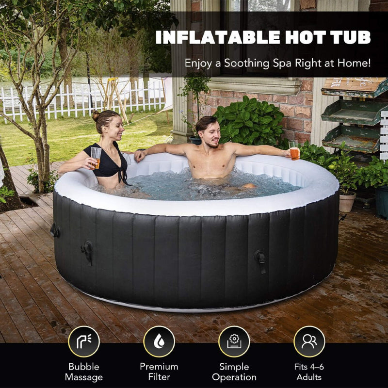 Premium 7FT Blow Up 6-Person Sauna Pool Hot Tub With 130 Jets (SAK63510)