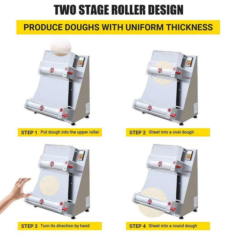 Premium Electric Commercial Pizza Dough Roller Pastry Sheeter Press Machine, 16-Inch (SAK83627)