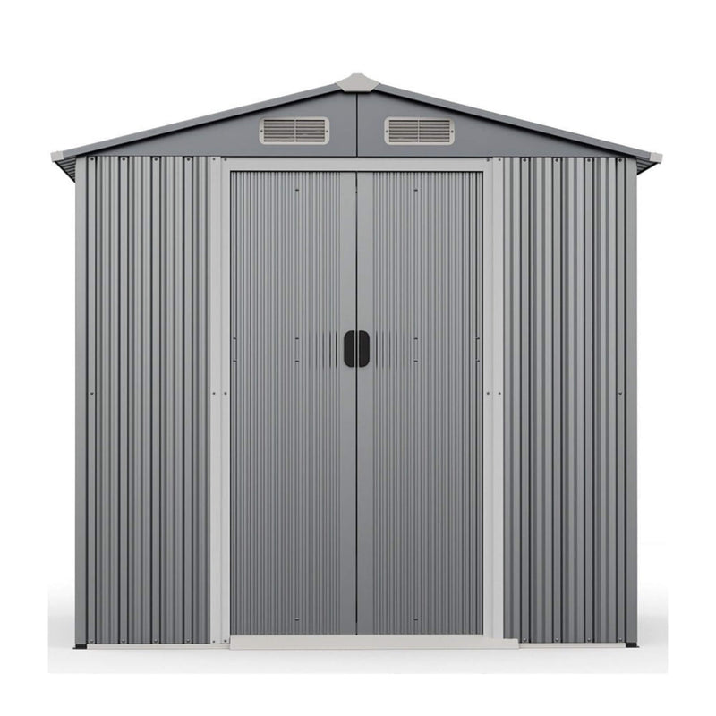 [06X04FT] Alora Premium Garden Galvanized Steel Storage Shed W/ Lockable Sliding Doors (SAK75842)