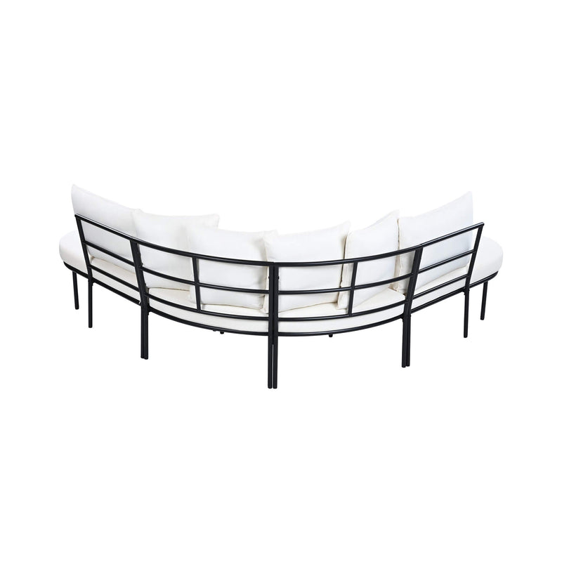 Alora Premium Half-Moon 6-Person Curved All-Weather Outdoor Furniture Sofa Patio Set With Coffee Table And Cushions (SAK76332)