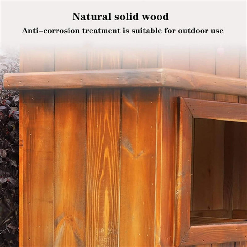 Premium Outdoor Anticorrosive Wooden Commercial Trash Can With Flower Box, 35" (SAK97582)