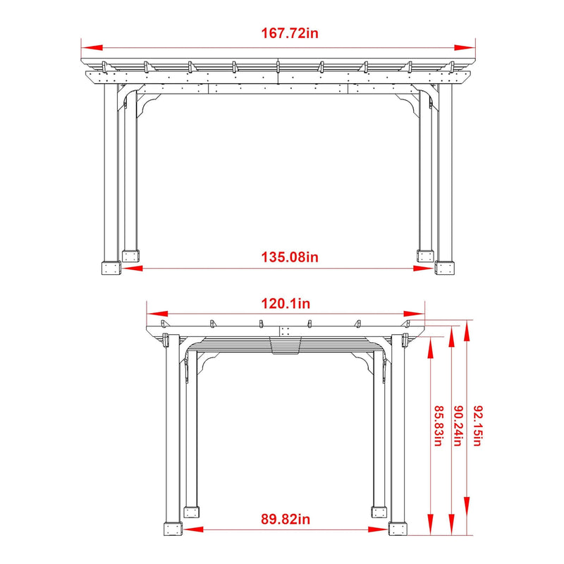 Alora Premium Outdoor Cedar Wood Pergola With Slatted Roof (SAK87024)