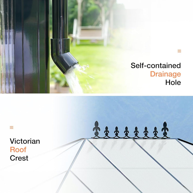 [10X14FT] Premium Outdoor Polycarbonate Greenhouse With Aluminum Frame And Double Swing Doors (93841752)