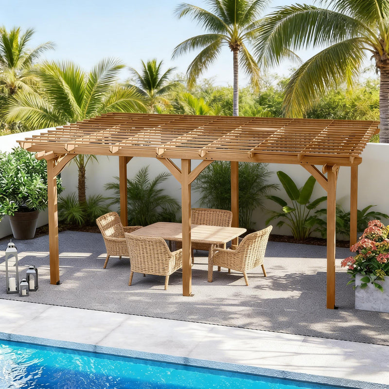 [09X12FT] Alora Premium Outdoor Wooden Grape Trellis Pergola (SAK18579)