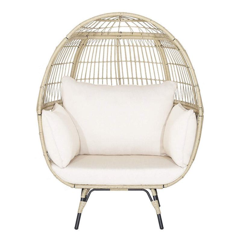 Premium Oversized Rattan Patio Egg Lounge Chair Basket With Cushions, 57" (SAK91684)