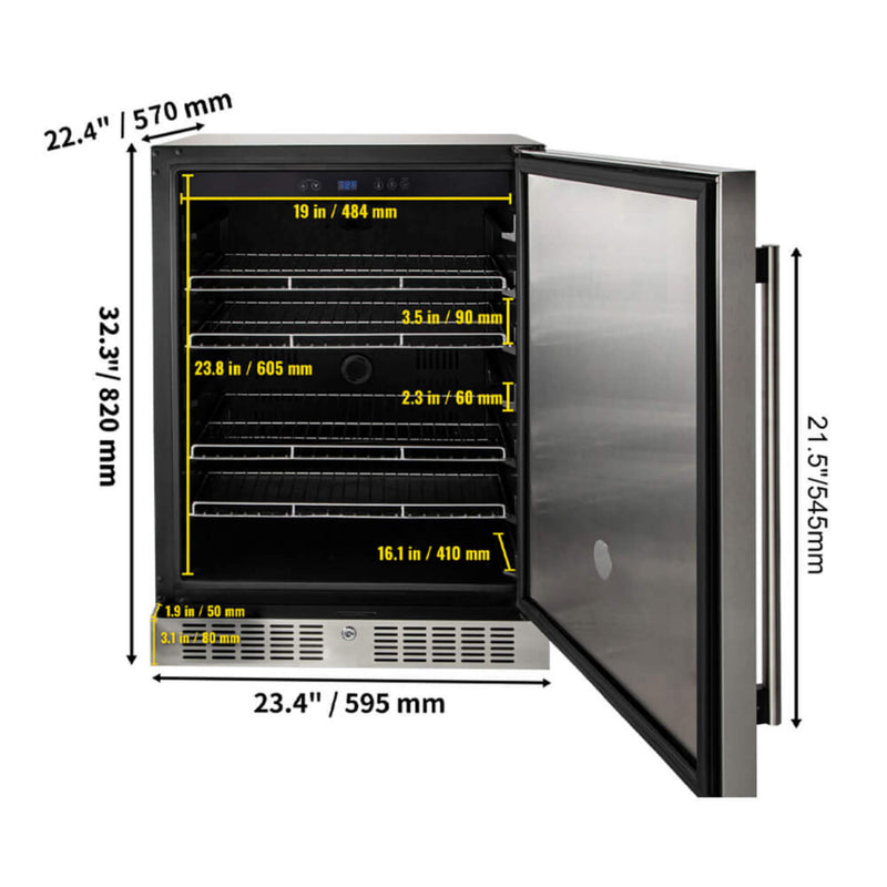 Premium Single Door Stainless Steel Built-In Wine Beverage Undercounter Refrigerator, 5.3 Cu.Ft. (SAK95276)