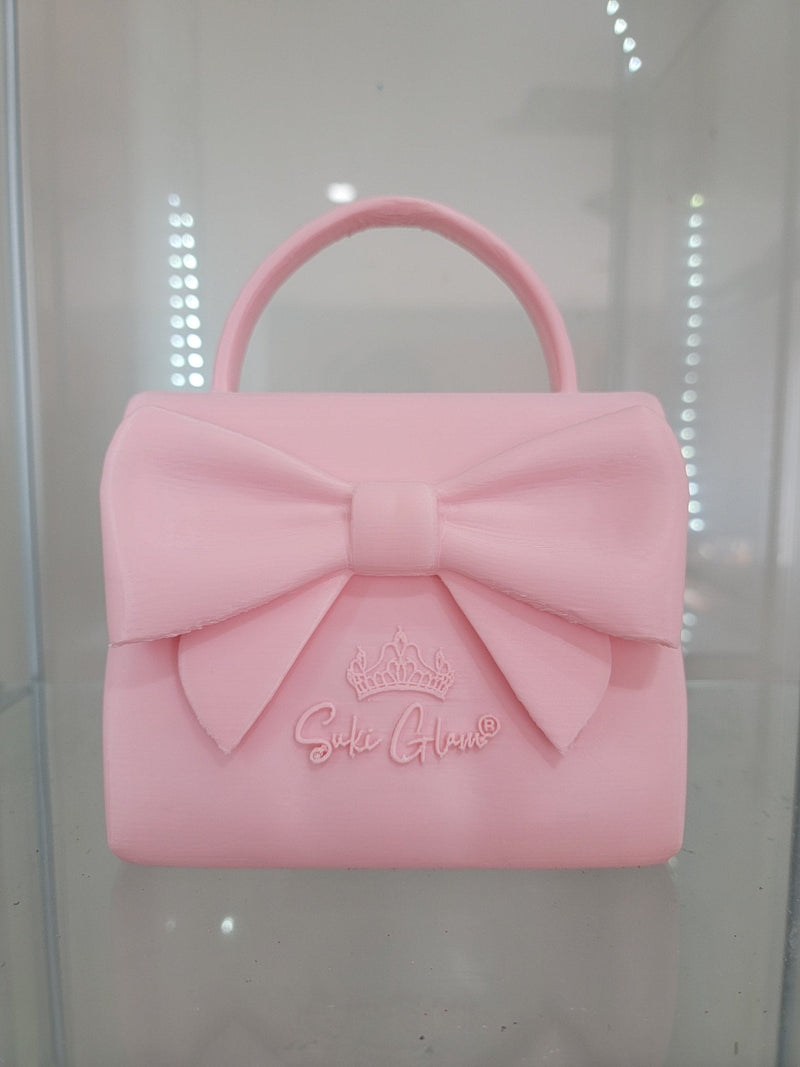 Pretty in Pink Bow Handbag Brush Holder - Glamorous Vanity Organizer