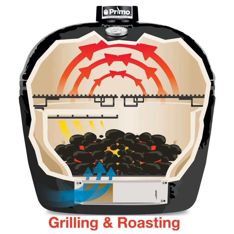 Primo Oval Large 300 Ceramic Kamado BBQ Grill W/ Stainless Steel Grates [PGCLGH] (SAK14871)