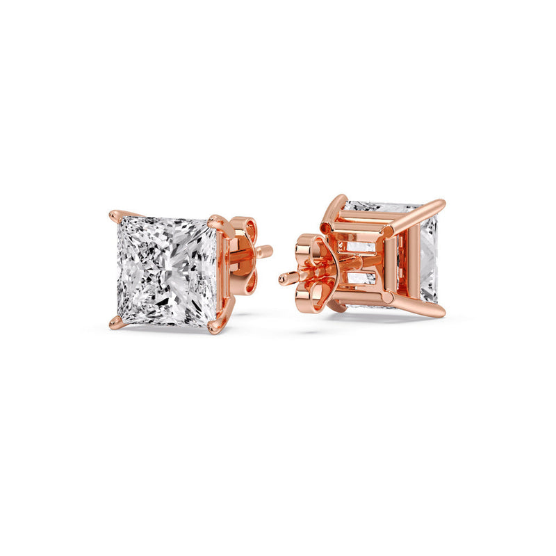 Princess-Cut Diamond Solitaire Stud Earrings (1 - 10ct | GIA & IGI Certified)