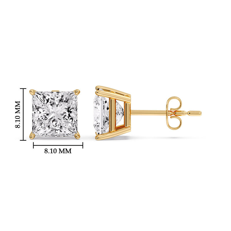 Princess-Cut Diamond Solitaire Stud Earrings (1 - 10ct | GIA & IGI Certified)