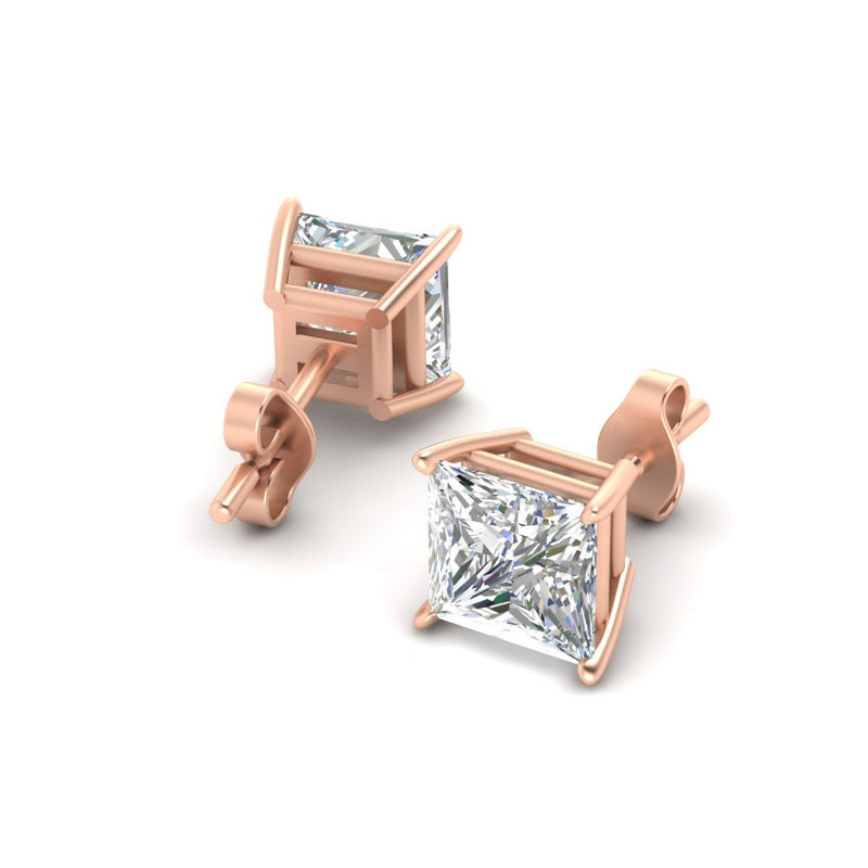 Princess-Cut Diamond Solitaire Stud Earrings (1 - 10ct | GIA & IGI Certified)
