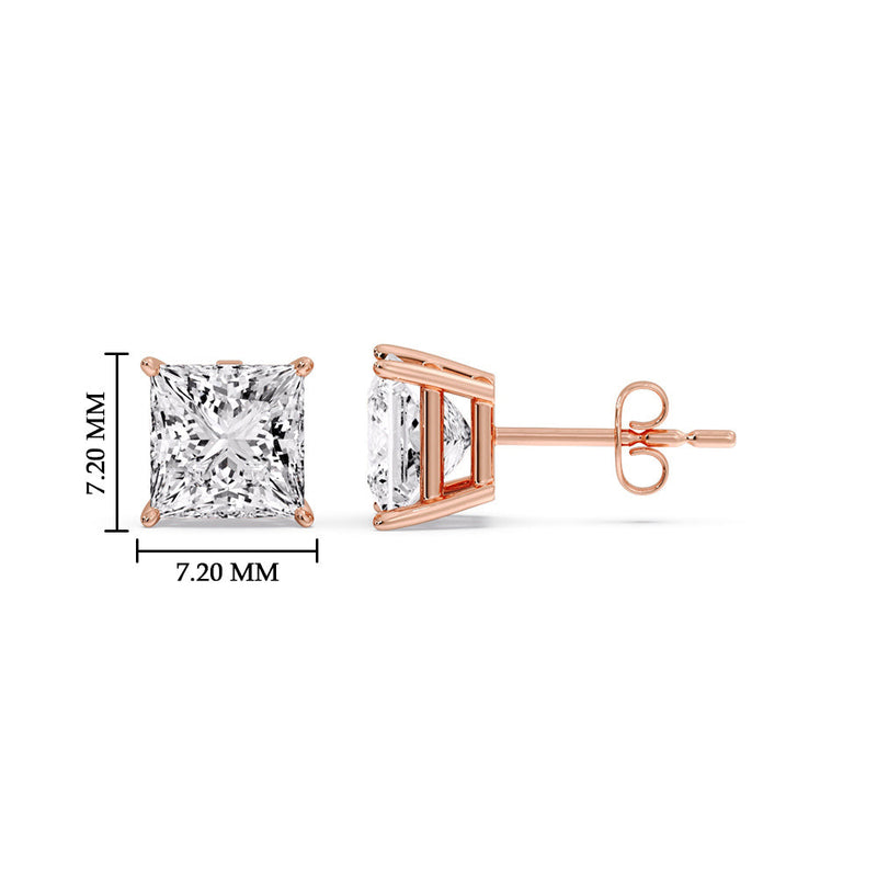 Princess-Cut Diamond Solitaire Stud Earrings (1 - 10ct | GIA & IGI Certified)