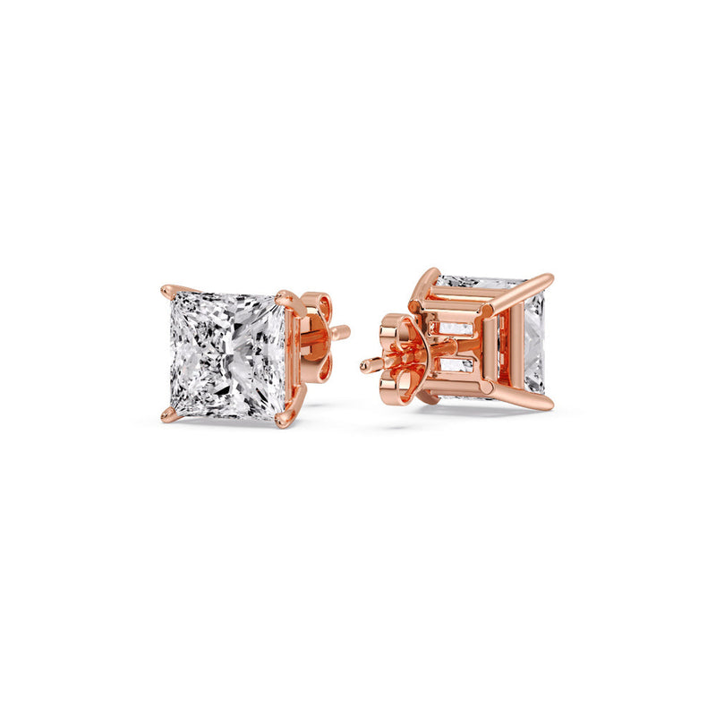 Princess-Cut Diamond Solitaire Stud Earrings (1 - 10ct | GIA & IGI Certified)
