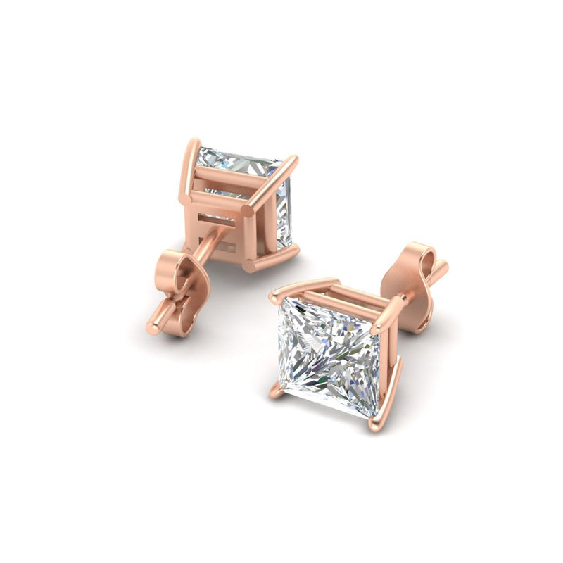 Princess-Cut Diamond Solitaire Stud Earrings (1 - 10ct | GIA & IGI Certified)