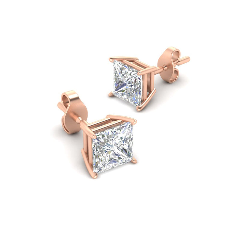Princess-Cut Diamond Solitaire Stud Earrings (1 - 10ct | GIA & IGI Certified)