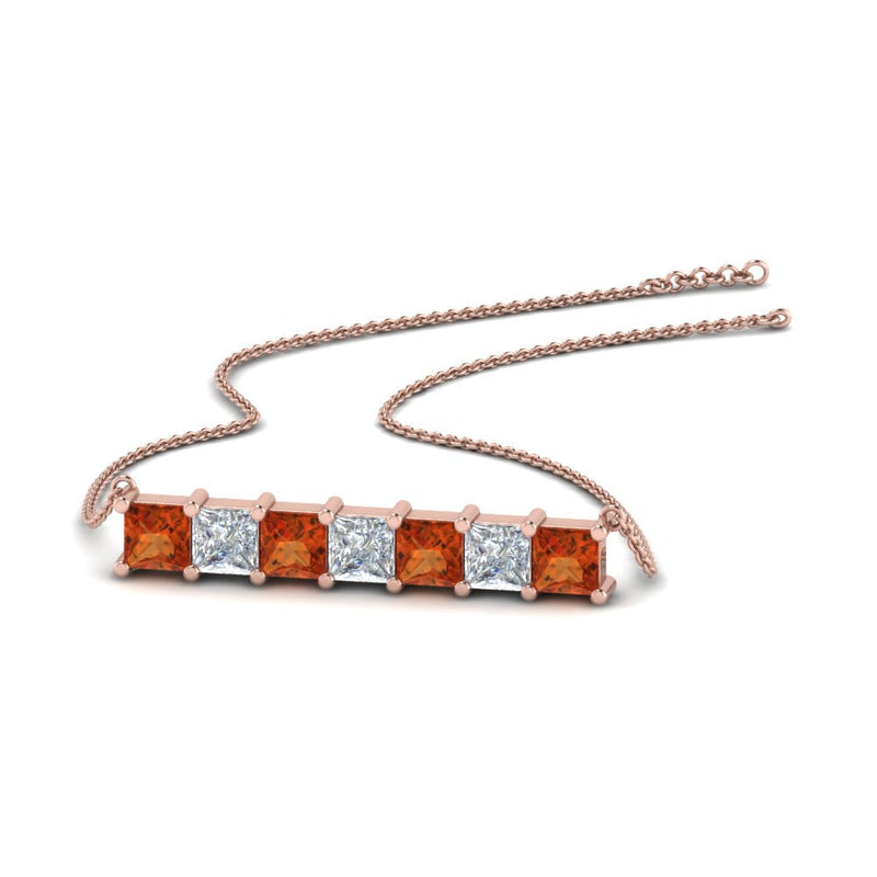 Princess Cut Horizontal Bar Pendant