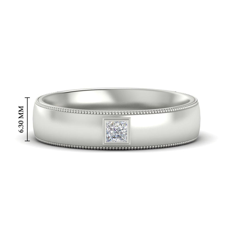 Princess Cut Mens Comfort Fit Promise Ring