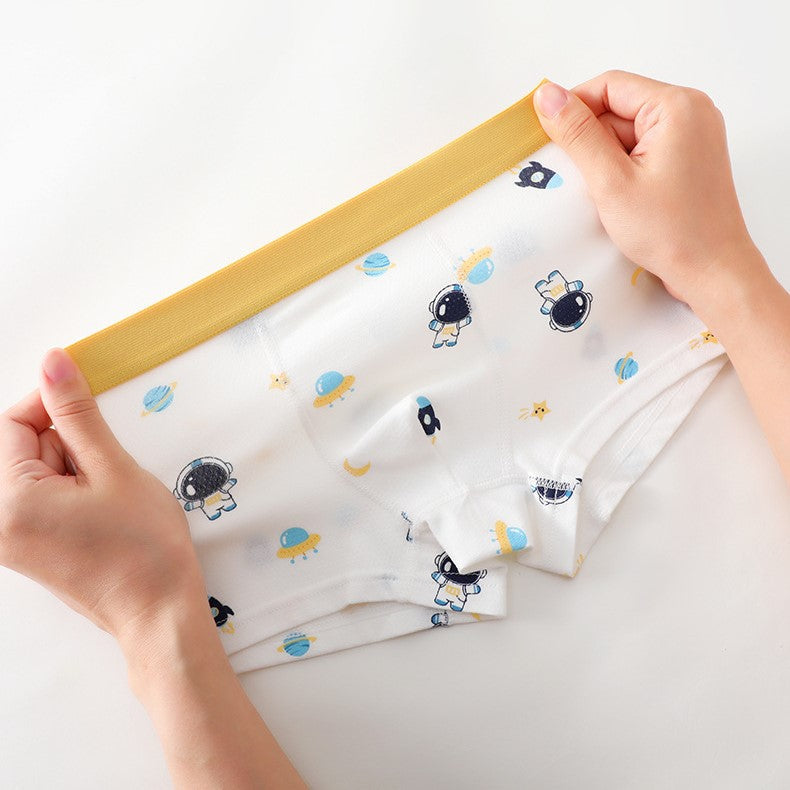 Boys’ Cartoon and Striped Printed Boxer Shorts Breathable 0.02cm Thin Underwear Set