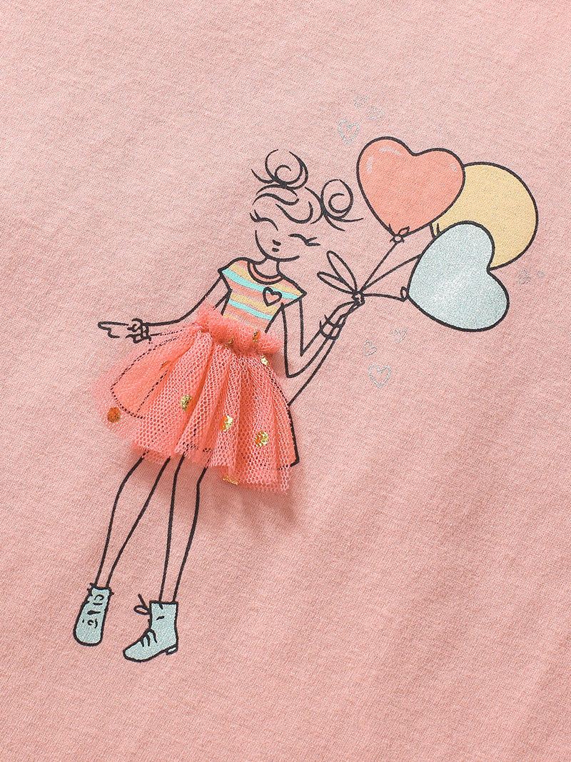 Girls Lady Print T-Shirt In European And American Style For Summer