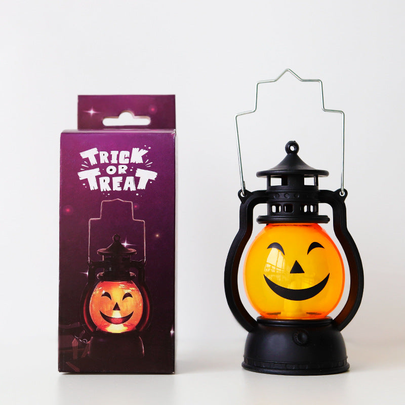 Halloween 4 pieces set Vintage Hanging Oil Lamp Electronic Candle Pumpkin Light