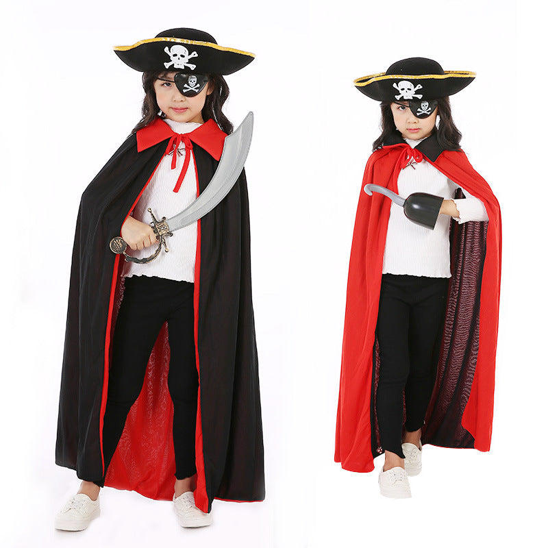 Halloween Pirate Cape Hats Sets, Cape, Hat, Eye Patch.